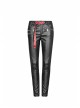 Steam Punk Female Contrast Color Belt Elastic PU Leather Skinny Pants