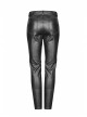 Steam Punk Female Contrast Color Belt Elastic PU Leather Skinny Pants