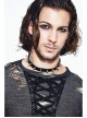 Black Apricot Broken Holes Chest Lace-Up Loop Cuff Long Sleeves Punk T-Shirt