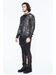 Black Apricot Broken Holes Chest Lace-Up Loop Cuff Long Sleeves Punk T-Shirt