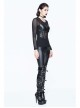 Super Elastic Leather Bra Transparent Mesh Long Sleeve Black Punk T-Shirt