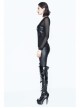 Super Elastic Leather Bra Transparent Mesh Long Sleeve Black Punk T-Shirt
