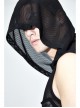 Mesh Splice Hand Rubbed Leather Rivet Cross Black Punk Sleeveless Hooded T-shirt
