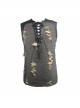Black Broken Holes Chest Lace Up Sleeveless Punk T-Shirt