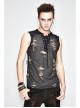 Black Broken Holes Chest Lace Up Sleeveless Punk T-Shirt