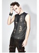 Black Broken Holes Chest Lace Up Sleeveless Punk T-Shirt