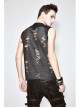 Black Broken Holes Chest Lace Up Sleeveless Punk T-Shirt