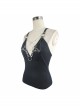 Chest Inverted Pentagram Chain Backless Metal Ring Leathrt Straps Black Punk Vest