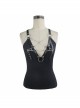 Chest Inverted Pentagram Chain Backless Metal Ring Leathrt Straps Black Punk Vest