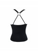 Chest Inverted Pentagram Chain Backless Metal Ring Leathrt Straps Black Punk Vest