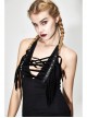 Black Chest Rivet Leather Strips Halter Lace-Up Tassel Punk Vest