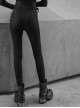 Steam Punk Casual Female Elastic High Waist Skinny Metal Buckle Jeans