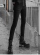 Steam Punk Casual Female Elastic High Waist Skinny Metal Buckle Jeans