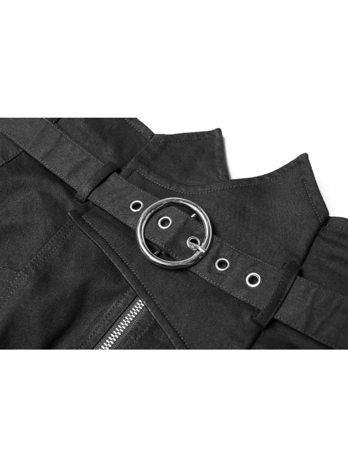 Steam Punk Casual Female Elastic High Waist Skinny Metal Buckle Jeans