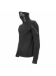 Splice Mesh Leather Embroidery Super-High Collar Masked Lace-Up Long Sleeve Black Punk T-Shirt