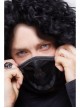 Splice Mesh Leather Embroidery Super-High Collar Masked Lace-Up Long Sleeve Black Punk T-Shirt