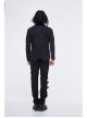Splice Mesh Leather Embroidery Super-High Collar Masked Lace-Up Long Sleeve Black Punk T-Shirt