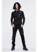 Asymmetric False Two Pieces Of Leather Rivet Armor Leather Hasp Black Punk T-Shirt