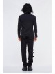 Asymmetric False Two Pieces Of Leather Rivet Armor Leather Hasp Black Punk T-Shirt