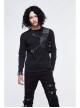 Asymmetric False Two Pieces Of Leather Rivet Armor Leather Hasp Black Punk T-Shirt