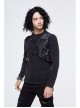 Asymmetric False Two Pieces Of Leather Rivet Armor Leather Hasp Black Punk T-Shirt