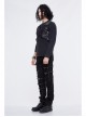 Asymmetric False Two Pieces Of Leather Rivet Armor Leather Hasp Black Punk T-Shirt