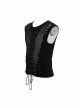 Splice Coarse Grain Chest Lace-Up Black Punk Vest