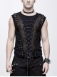 Splice Coarse Grain Chest Lace-Up Black Punk Vest