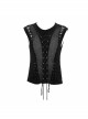 Splice Coarse Grain Chest Lace-Up Black Punk Vest