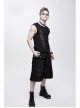 Splice Coarse Grain Chest Lace-Up Black Punk Vest