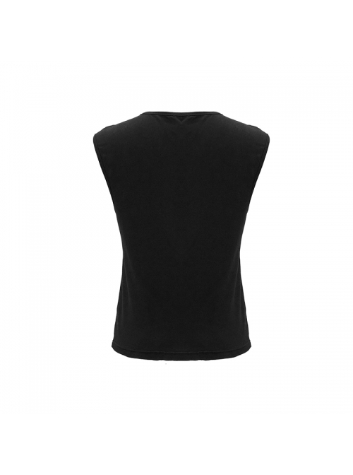 Splice Coarse Grain Chest Lace-Up Black Punk Vest