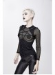 Chest Perspective Pentagram Lace-Up Mesh Black Punk Tight T-Shirt