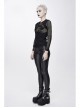 Chest Perspective Pentagram Lace-Up Mesh Black Punk Tight T-Shirt
