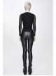 Chest Perspective Pentagram Lace-Up Mesh Black Punk Tight T-Shirt