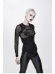 Chest Perspective Pentagram Lace-Up Mesh Black Punk Tight T-Shirt
