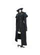 Women Gothic Pattern Leather Design Fake Two Pieces Black Double-Sided Woollen Coats