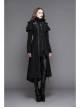 Women Gothic Pattern Leather Design Fake Two Pieces Black Double-Sided Woollen Coats
