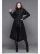 Women Gothic Pattern Leather Design Fake Two Pieces Black Double-Sided Woollen Coats