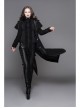 Women Gothic Pattern Leather Design Fake Two Pieces Black Double-Sided Woollen Coats