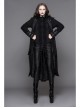 Women Gothic Pattern Leather Design Fake Two Pieces Black Double-Sided Woollen Coats