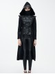 Black Punk Glued Suede short Front Long Back Triangular Game Style Double-Breasted Design Women Jacket