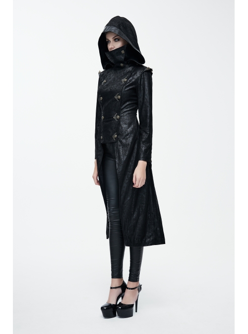 Black Punk Glued Suede short Front Long Back Triangular Game Style Double-Breasted Design Women Jacket
