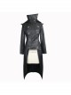 Black Punk Glued Suede short Front Long Back Triangular Game Style Double-Breasted Design Women Jacket