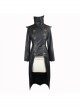 Black Punk Glued Suede short Front Long Back Triangular Game Style Double-Breasted Design Women Jacket