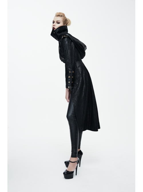 Black Punk Glued Suede short Front Long Back Triangular Game Style Double-Breasted Design Women Jacket