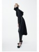 Black Punk Glued Suede short Front Long Back Triangular Game Style Double-Breasted Design Women Jacket