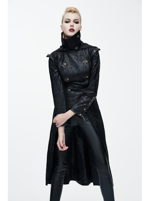 Black Punk Glued Suede short Front Long Back Triangular Game Style Double-Breasted Design Women Jacket