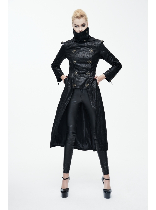 Black Punk Glued Suede short Front Long Back Triangular Game Style Double-Breasted Design Women Jacket