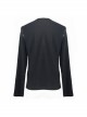 Woolen Spliced Chest Leather Hasp Lace-Up Black Punk Knit T-Shirt
