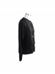 Woolen Spliced Chest Leather Hasp Lace-Up Black Punk Knit T-Shirt